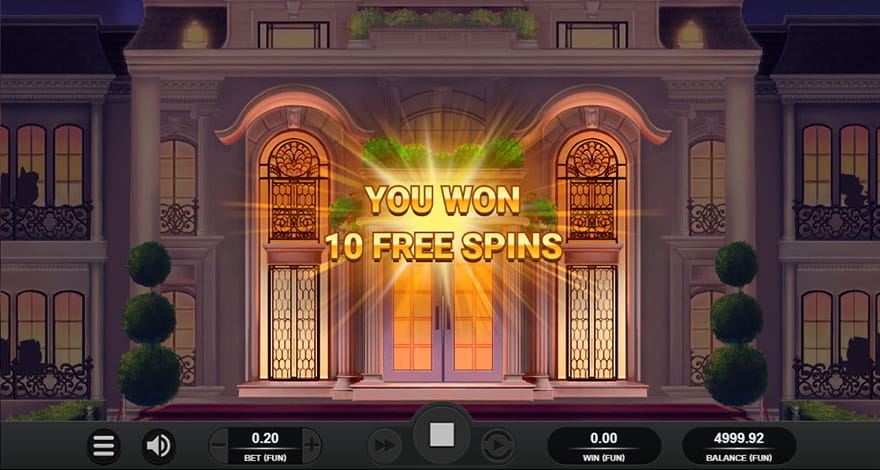 The Entrance to the Hamptons Estate. The Player Would Switch the Layout Design for a Festive One when They Are Awarded with 10 Free Spins.